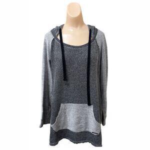 Marc New York Colorblock Hoodie Womens Small Gray Textured Scoop Neck Pullover